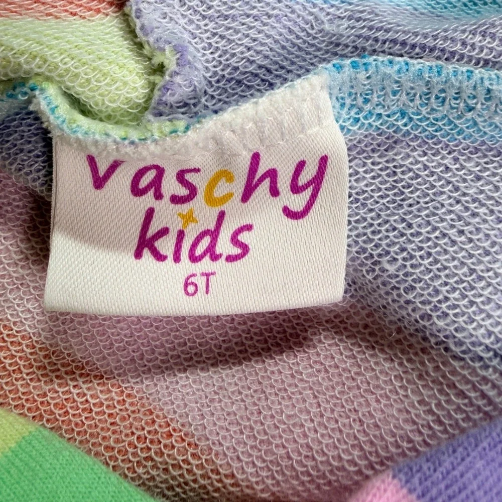 Vaschy Kids Unicorn Hoodie Sweatshirt Dress Girls 6T Rainbow Striped Pockets